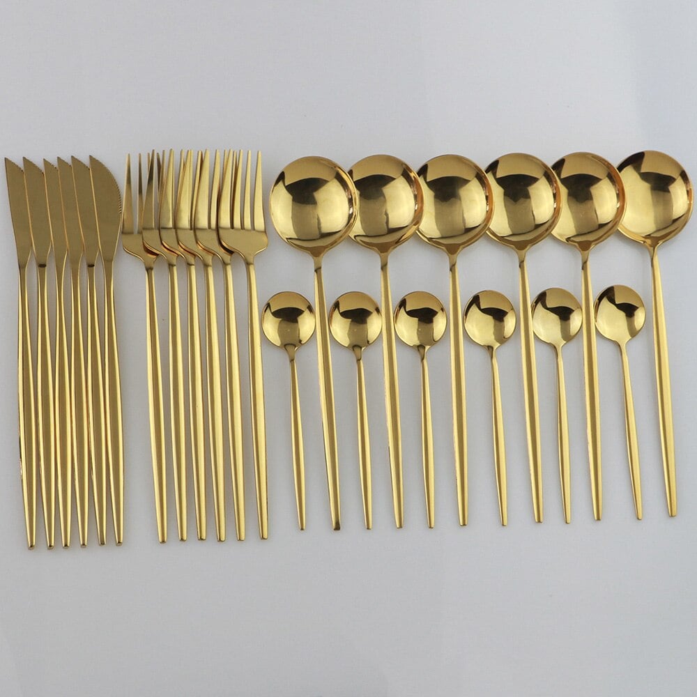 24-Teiliges Asiatisches Besteck-Set Katorarīsetto - Gold
