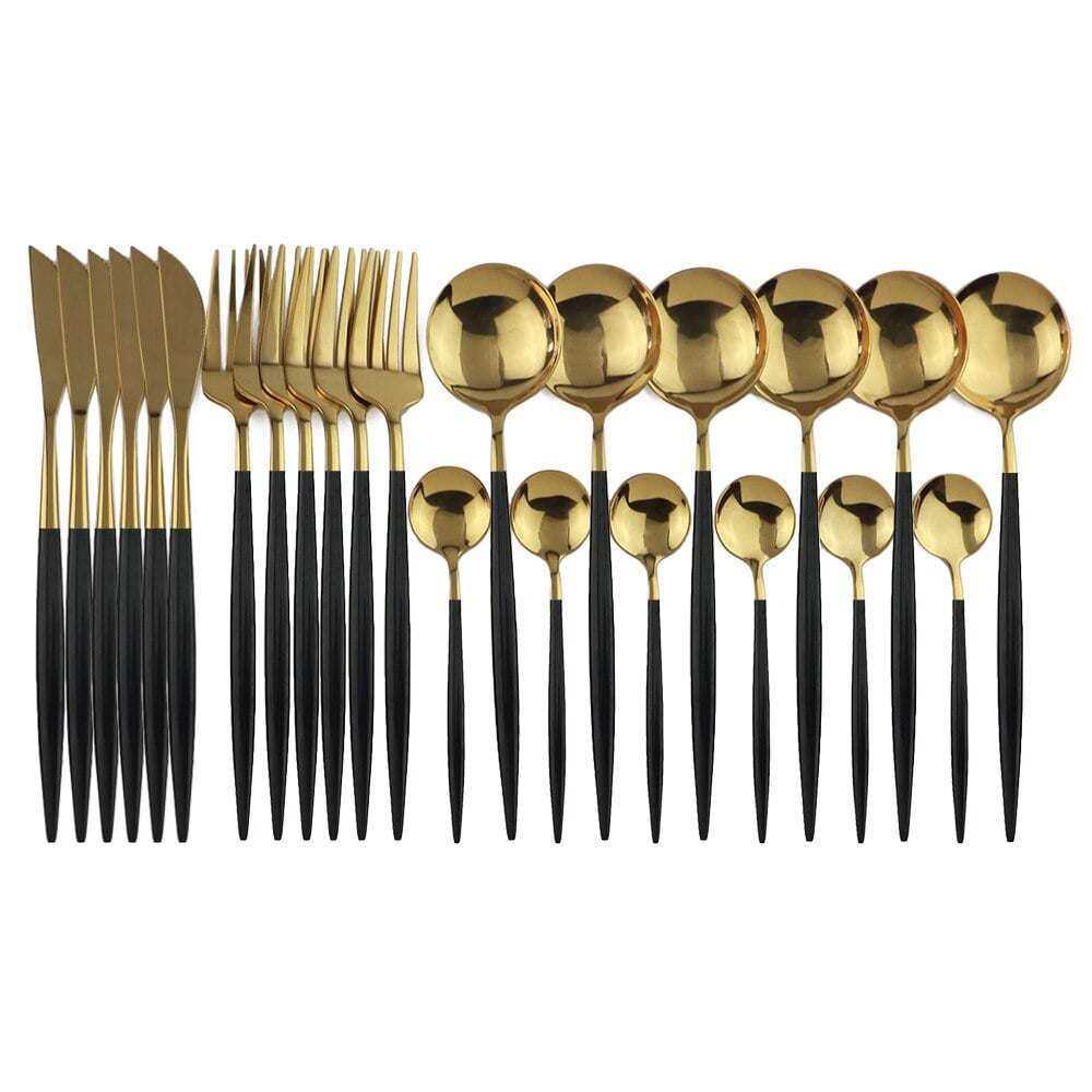 24-Teiliges Asiatisches Besteck-Set Katorarīsetto - Schwarz