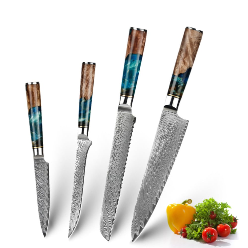 4 Teiliges Damast Set Mikkusu - Damastmesser