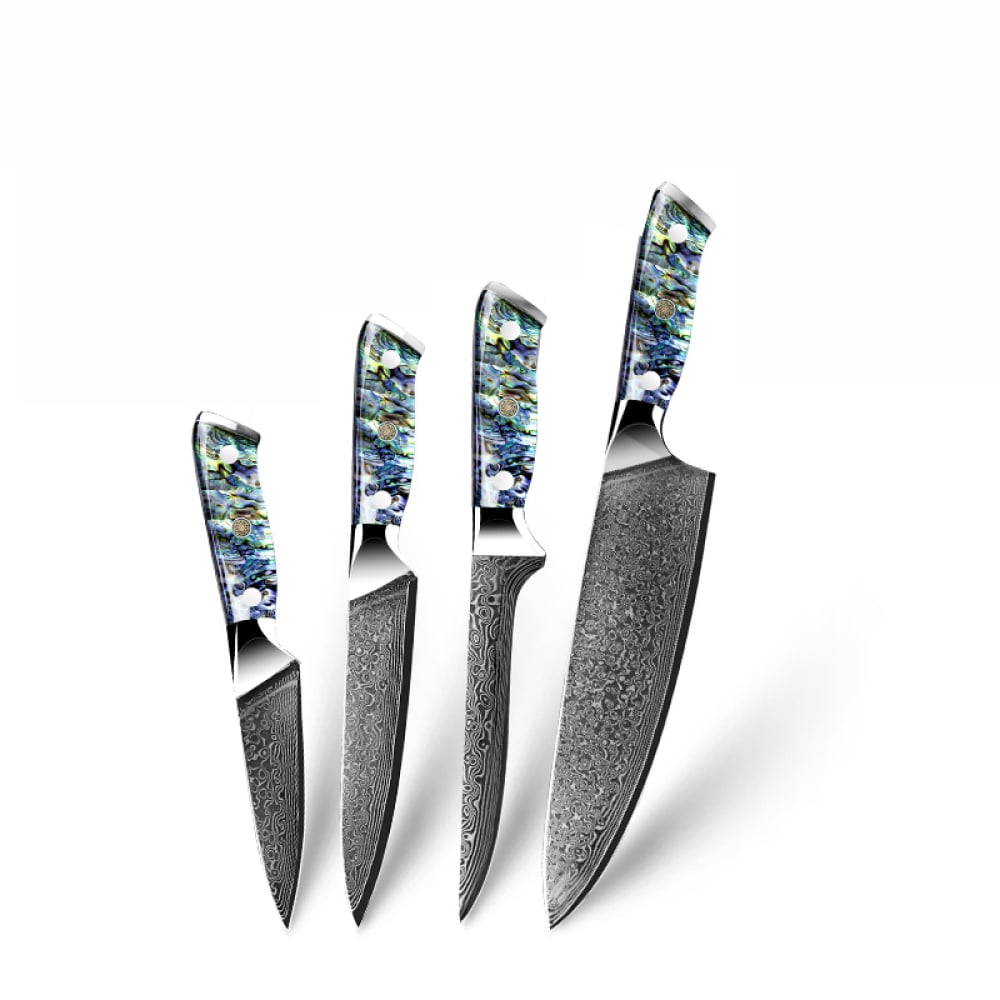 4 Teiliges Luxus Damast Set Awabi - 10 DamastmesserSet