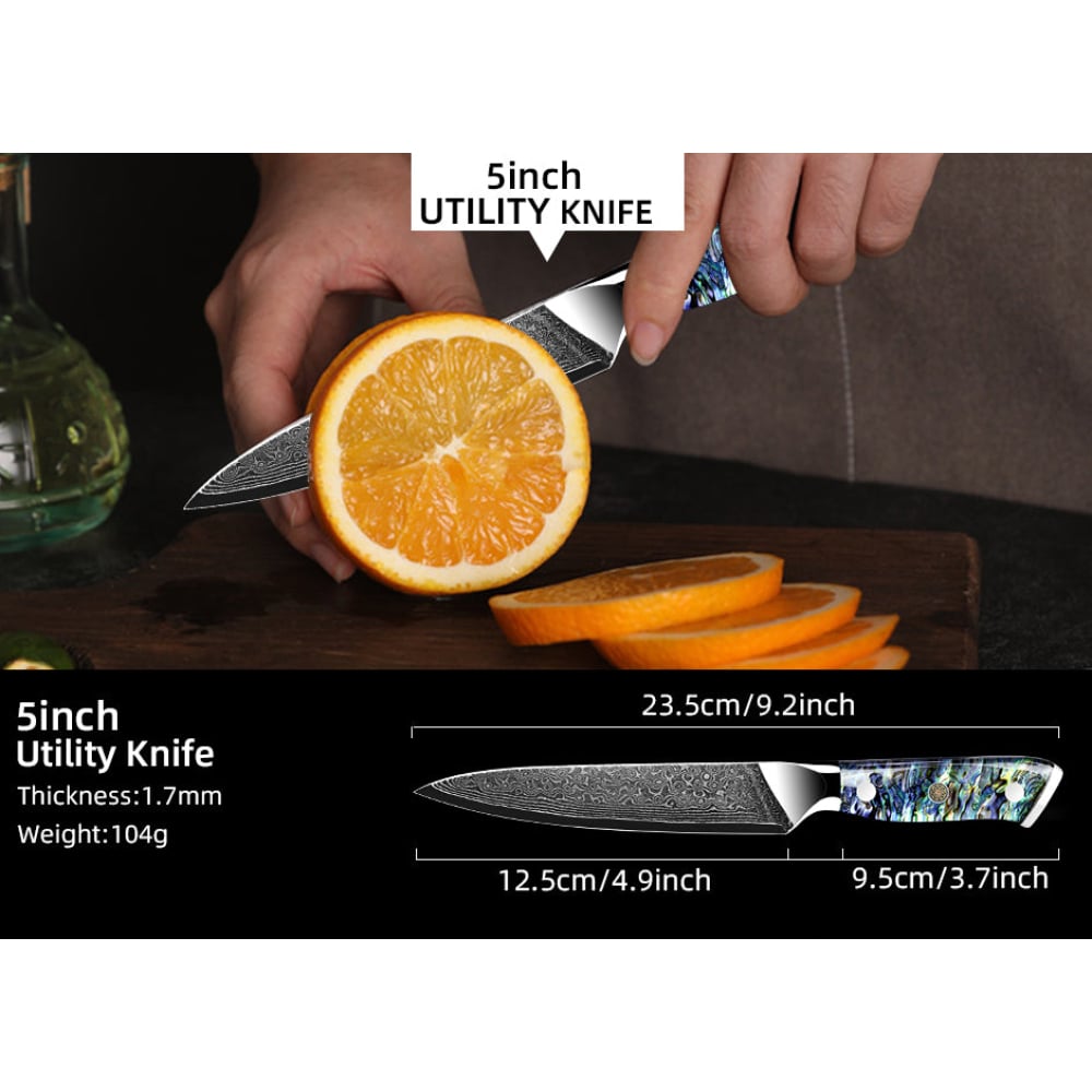 5 Luxus Utility Damast Awabi - Damastmesser Mikkusu