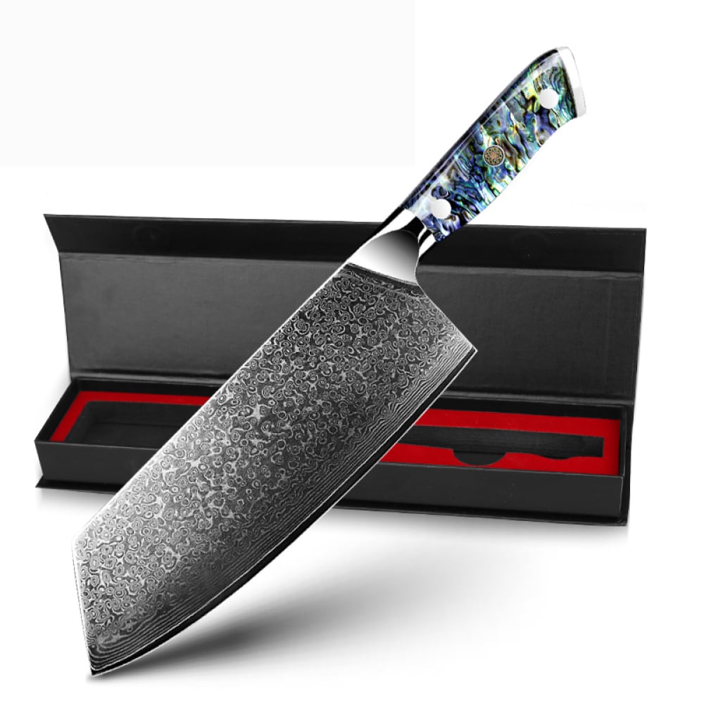 7,5 Luxus Cleaver Damast Awabi - Damastmesser