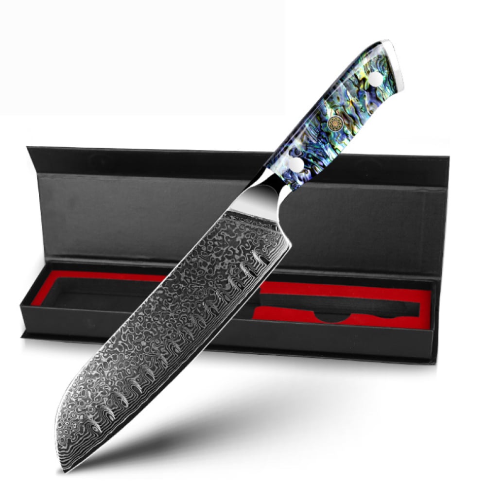 7 Luxus Santoku Damast Awabi - Damastmesser