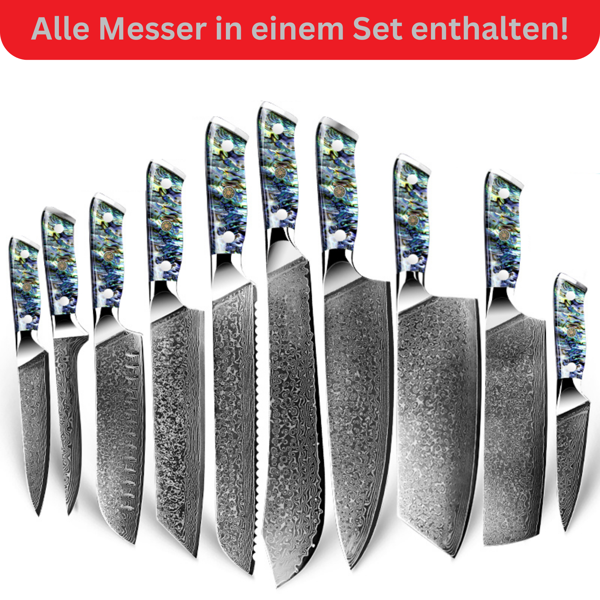 10-piece luxury damask kitchen knife set Awabi