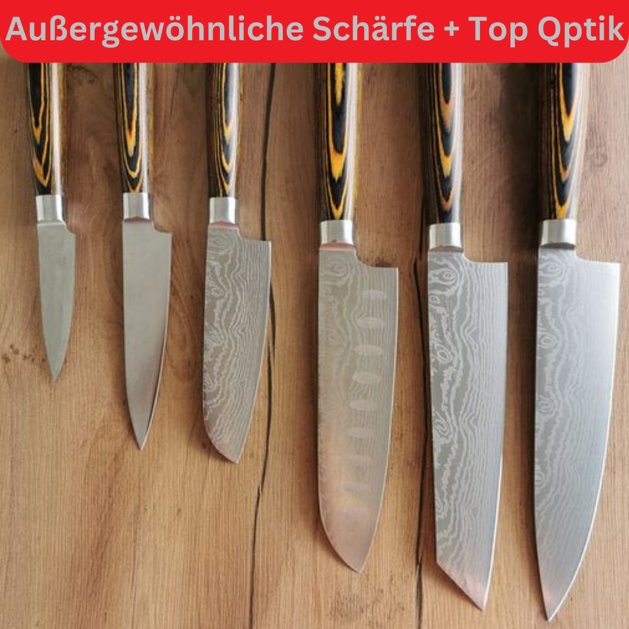 6-piece Asian chef's knife set Mokuzai
