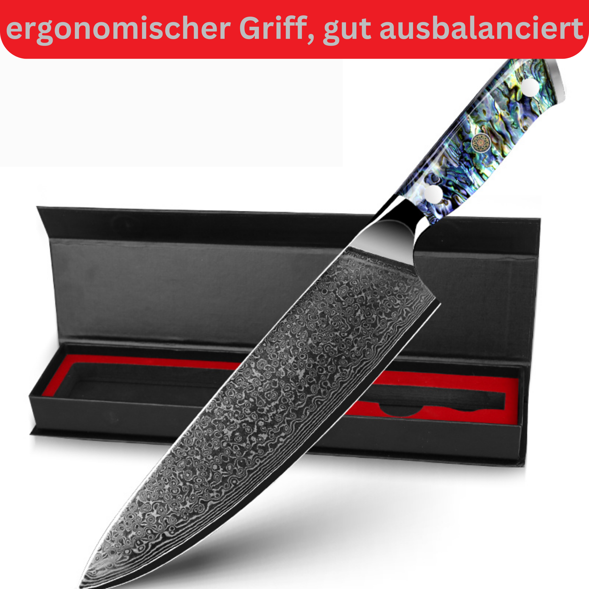 Luxus Damast Kochmesser Awabi 20cm