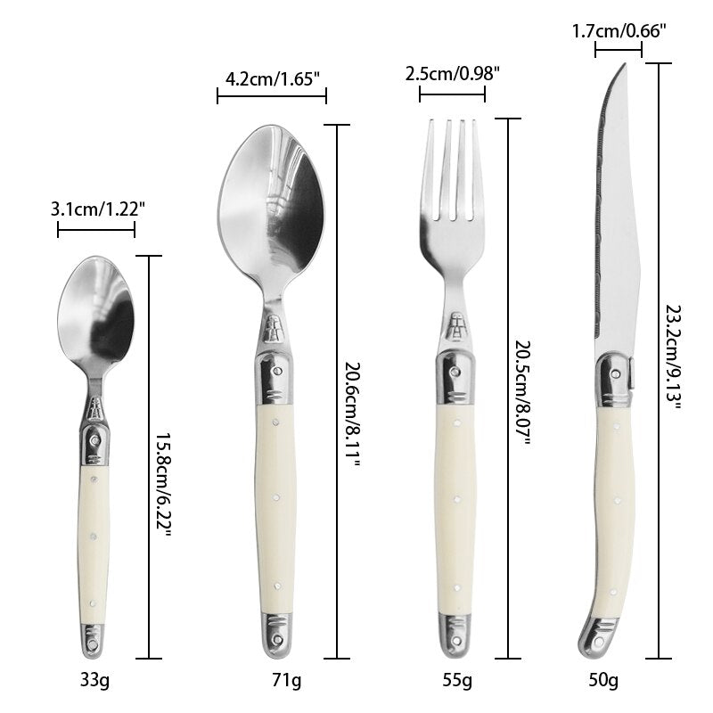 Exquisites Tafelservice in Laguiole Design Elfenbeinweißes 4-24 Teilig