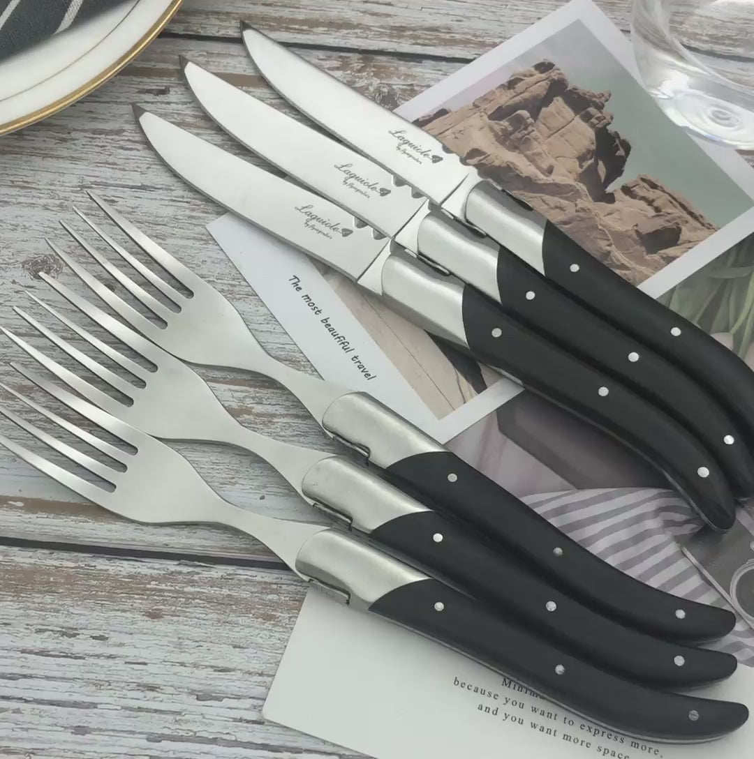 Elegantes 6-teiliges Steack-Besteckset für den anspruchsvollen Genießer im Laguiole-Stil