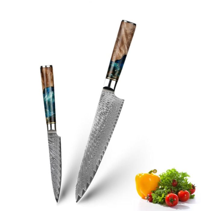Mikkusu Damastmesser-Set mit zwei Messern
