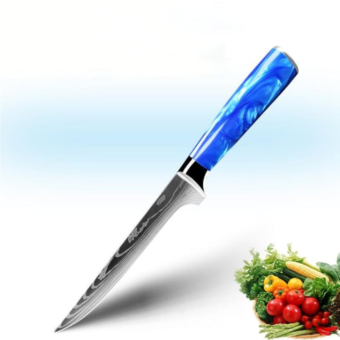 Jushi Filetier- und Ausbeinmesser mit blauem Griff