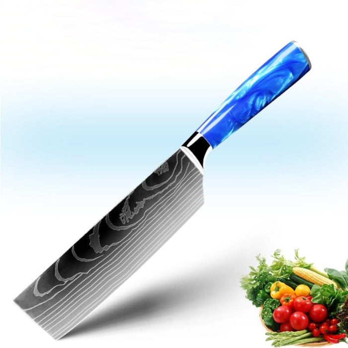Jushi Küchenbeil mit blauem Griff