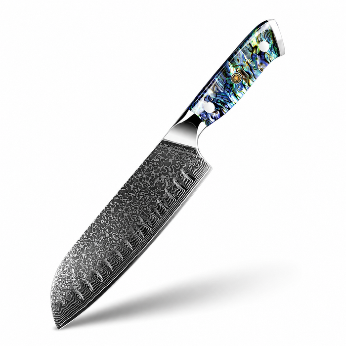 Awabi Damast-Kochmesser mit gemustertem Griff