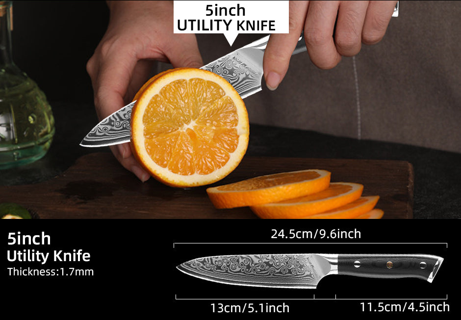 Professionelles 5" Utility Damast Messer Puro (kleines Universalmesser)