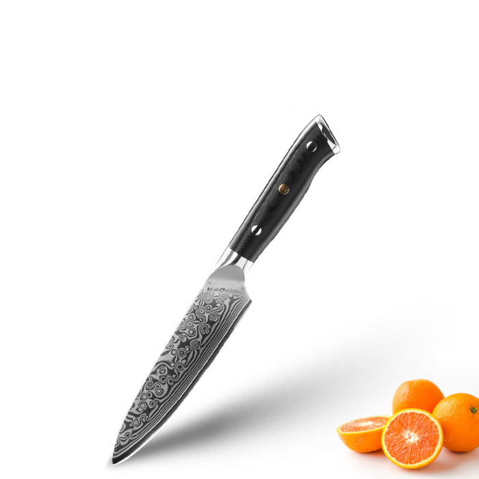 Puro Damastmesser-Set mit dunklen Griffen in der Übersicht