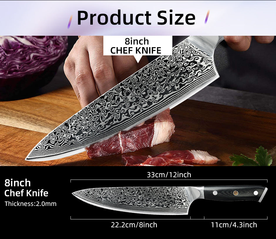 Professionelles 8" Chef Damast Messer Puro (Kochmesser)