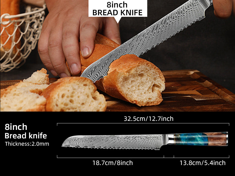 8" Bread Damast Messer Mikkusu (Brotmesser)