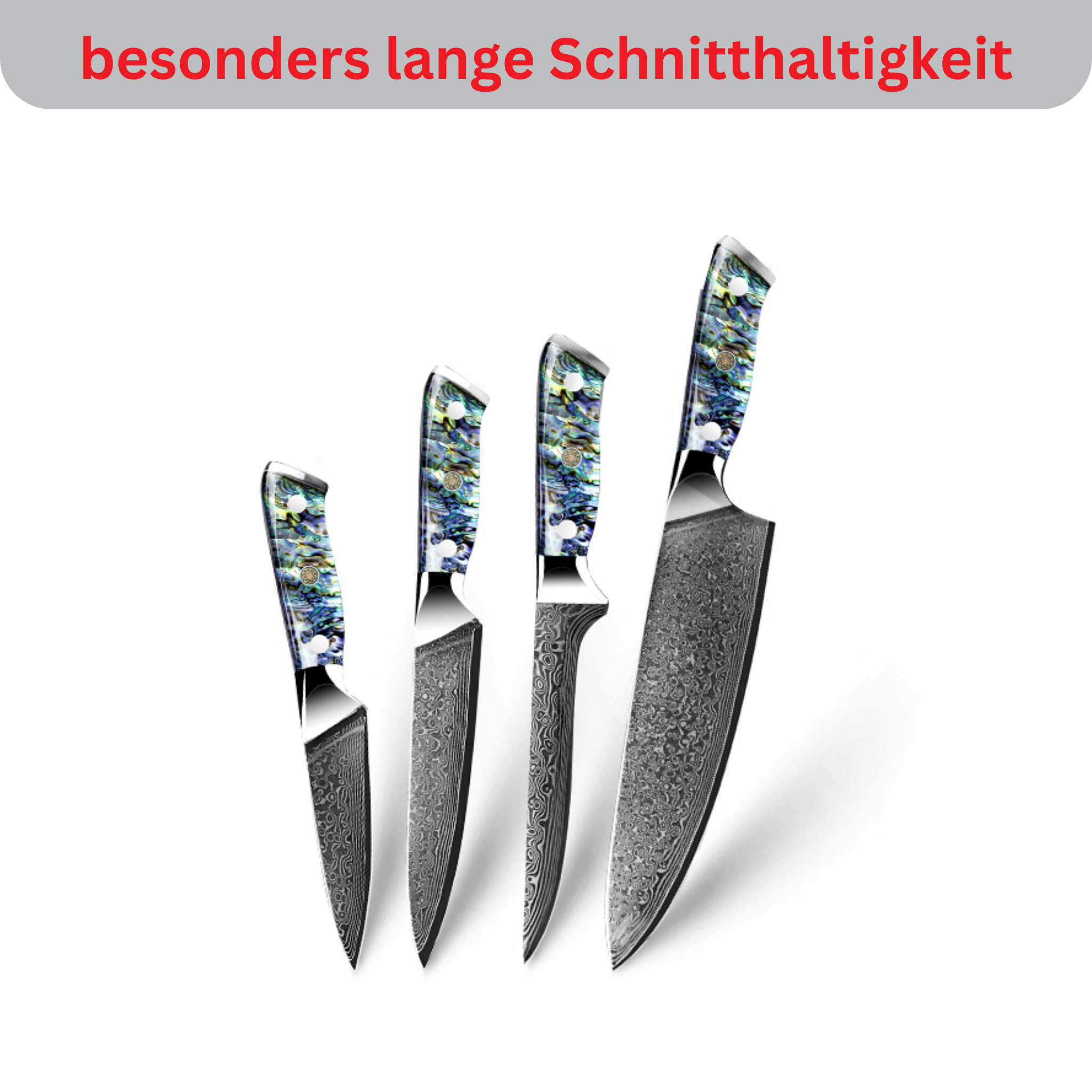 4 Teiliges Luxus Damast Messer Set Awabi