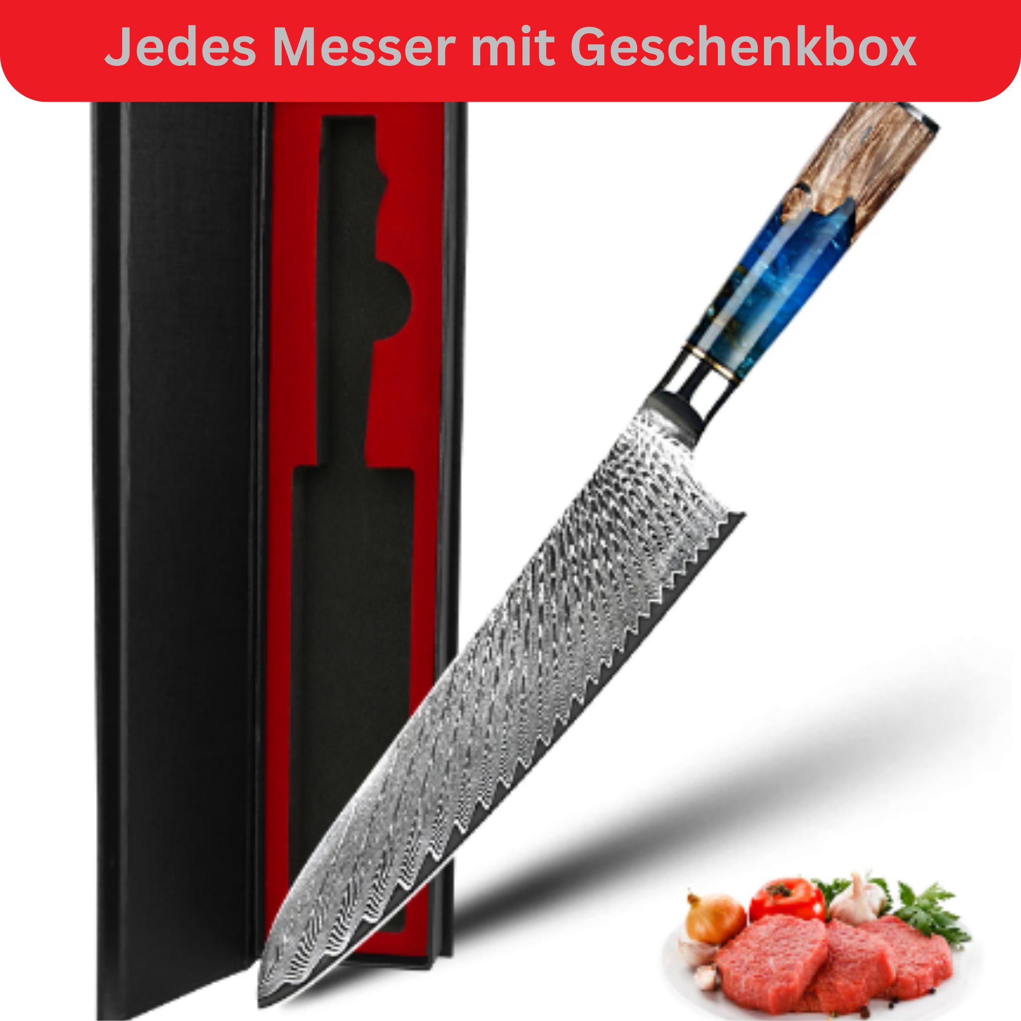 7,5" Cleaver Damast Messer Mikkusu (großes Hackbeil)