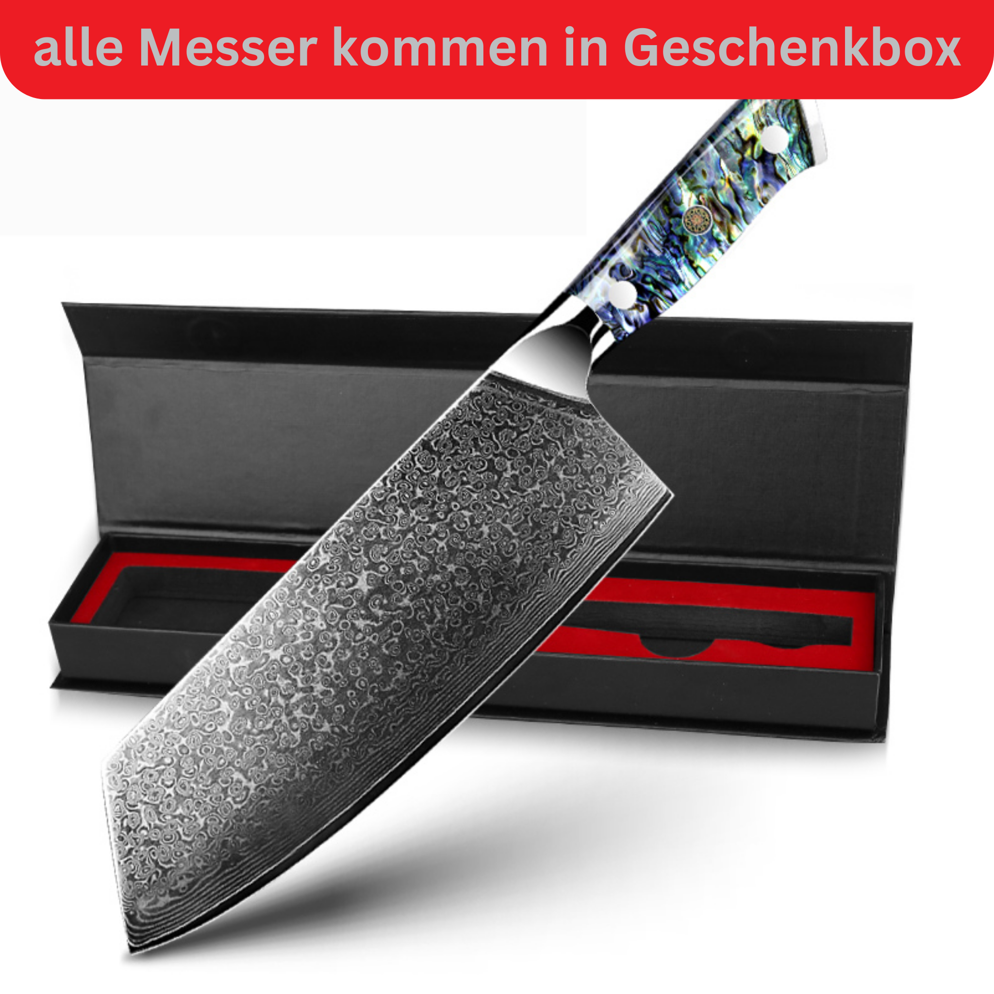 7,5" Luxus Cleaver Damast Messer Awabi