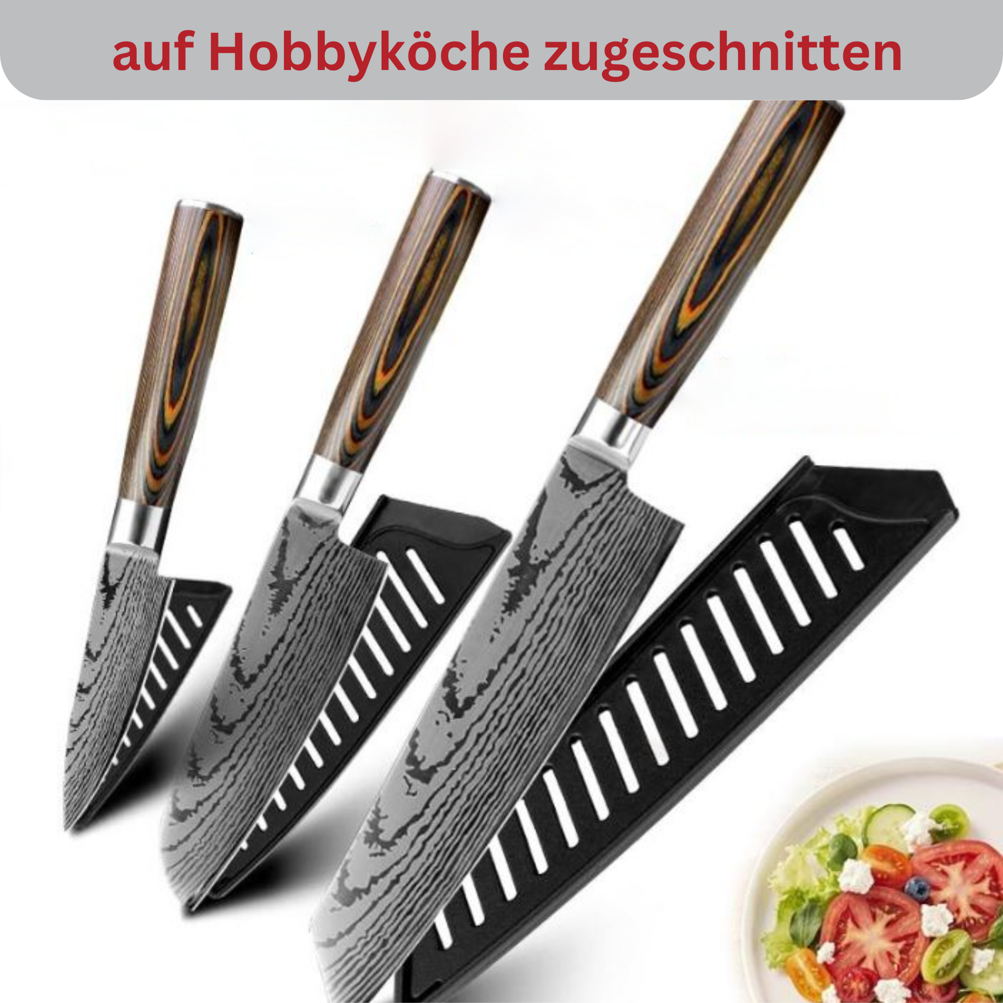 3-piece Asian chef's knife set Mokuzai