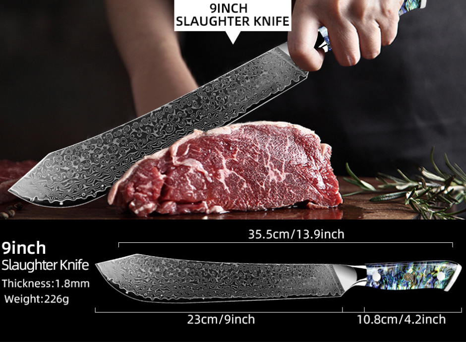 9" Luxus Slaughter Damast Messer Awabi (Schlachtermesser)