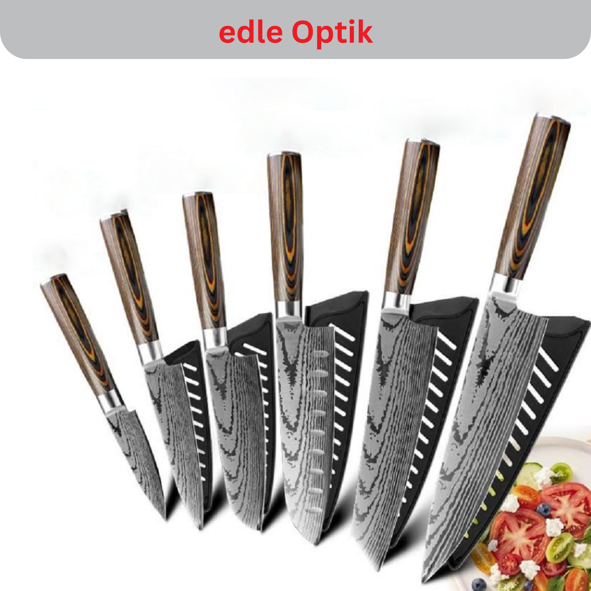 6-piece Asian chef's knife set Mokuzai