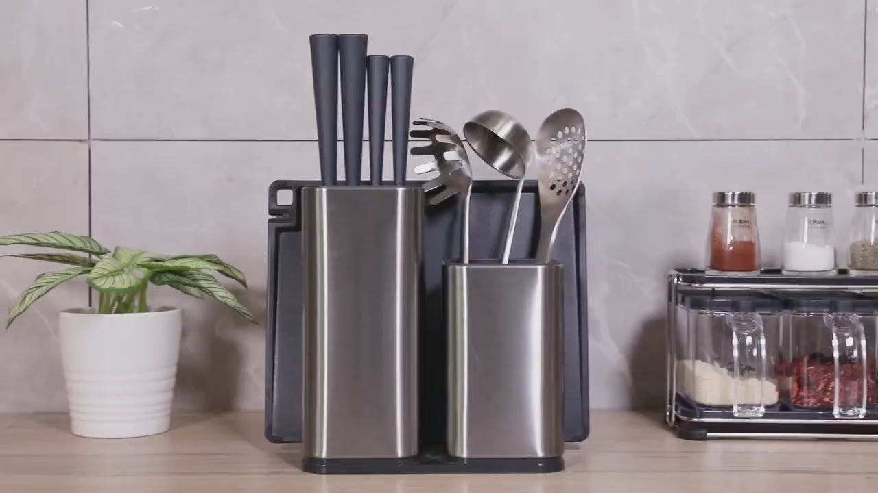 Space-saving stainless steel knife holder
